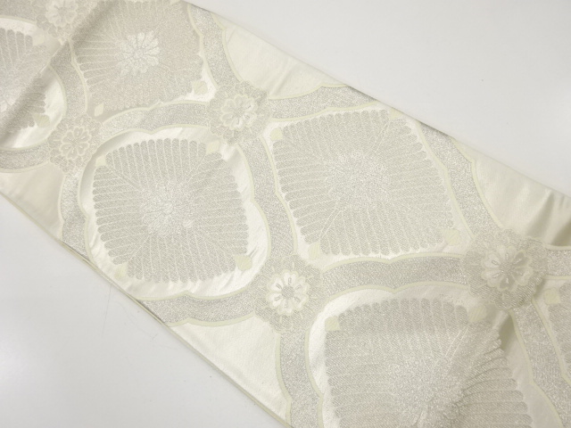 JAPANESE KIMONO / ANTIQUE FUKURO OBI / SILK / WOVEN YOUNG PINE & FLOWER